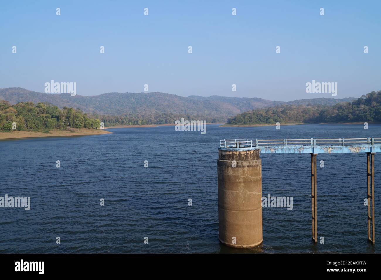 Reservoir of vazhani dam in Kerala, India Stock Photo