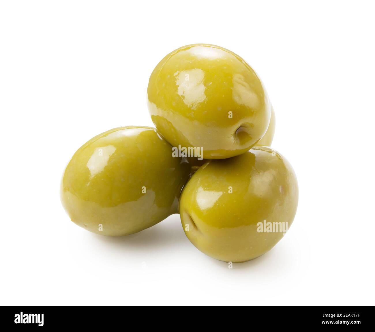 Salted olives placed on a white background Stock Photo