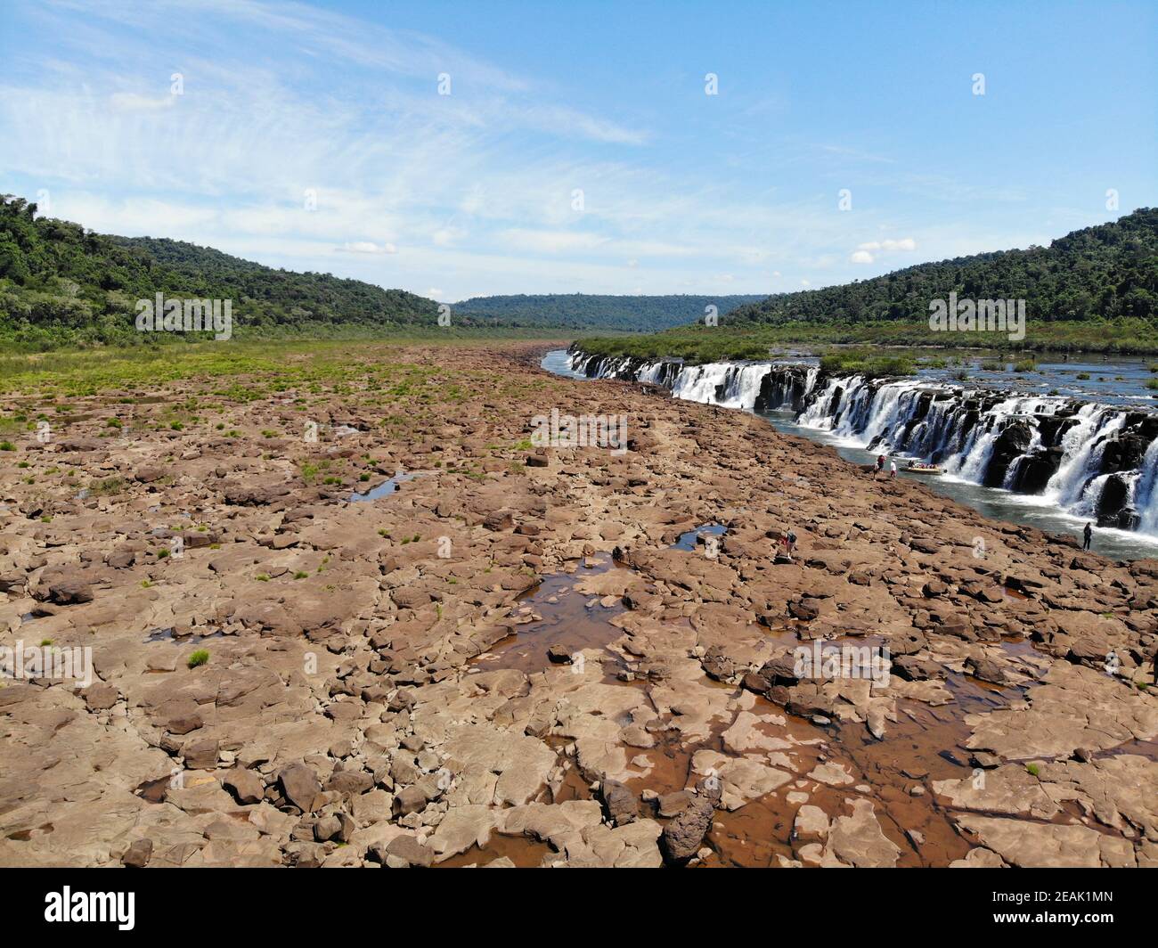 Yucumã Falls, Derrubadas, Rio Grande do Sul, Brazil. Uruguay River, rocks and forest Stock Photo