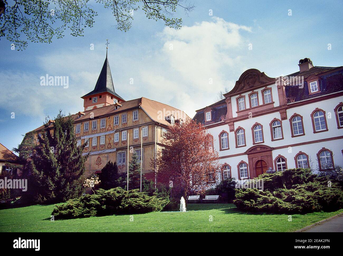 old castle and new castle in Bad KÃ¶nig in the Odenwald Stock Photo