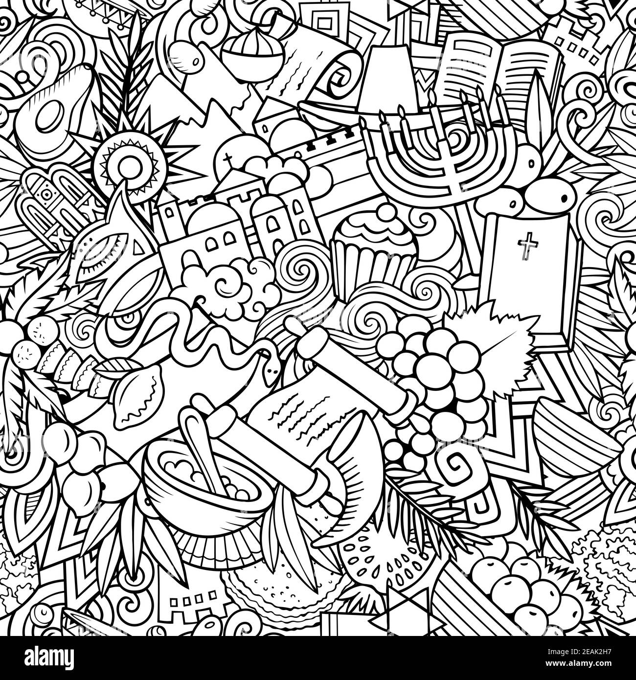 Cartoon doodles Israel seamless pattern Stock Vector Image & Art - Alamy