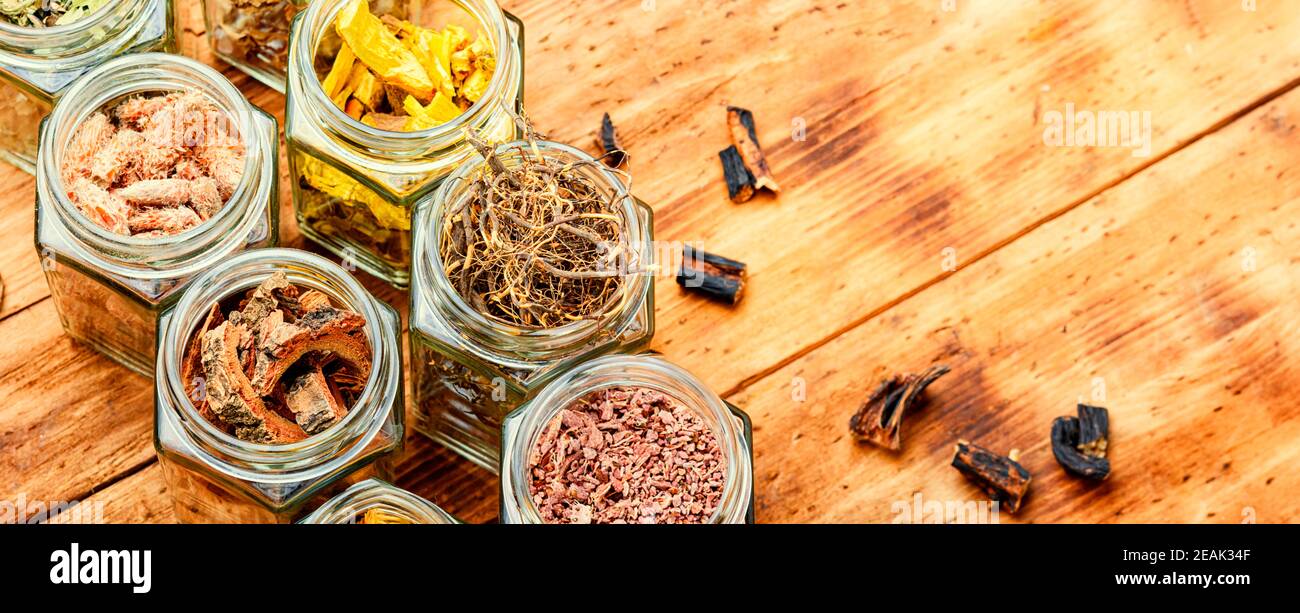 Healing herbs or medicinal herbs Stock Photo