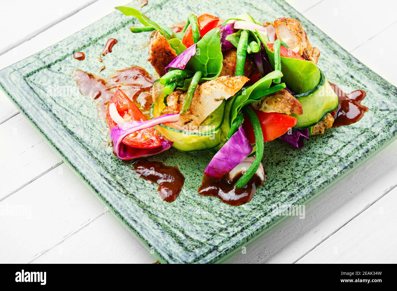 Vegetable salad with meat Stock Photo
