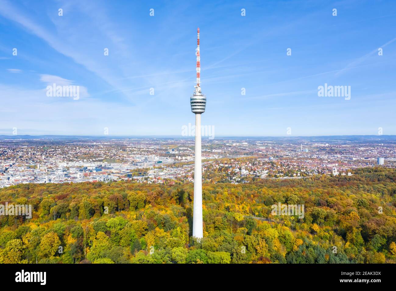 Stuttgart tv tower skyline aerial photo view town architecture travel Stock Photo
