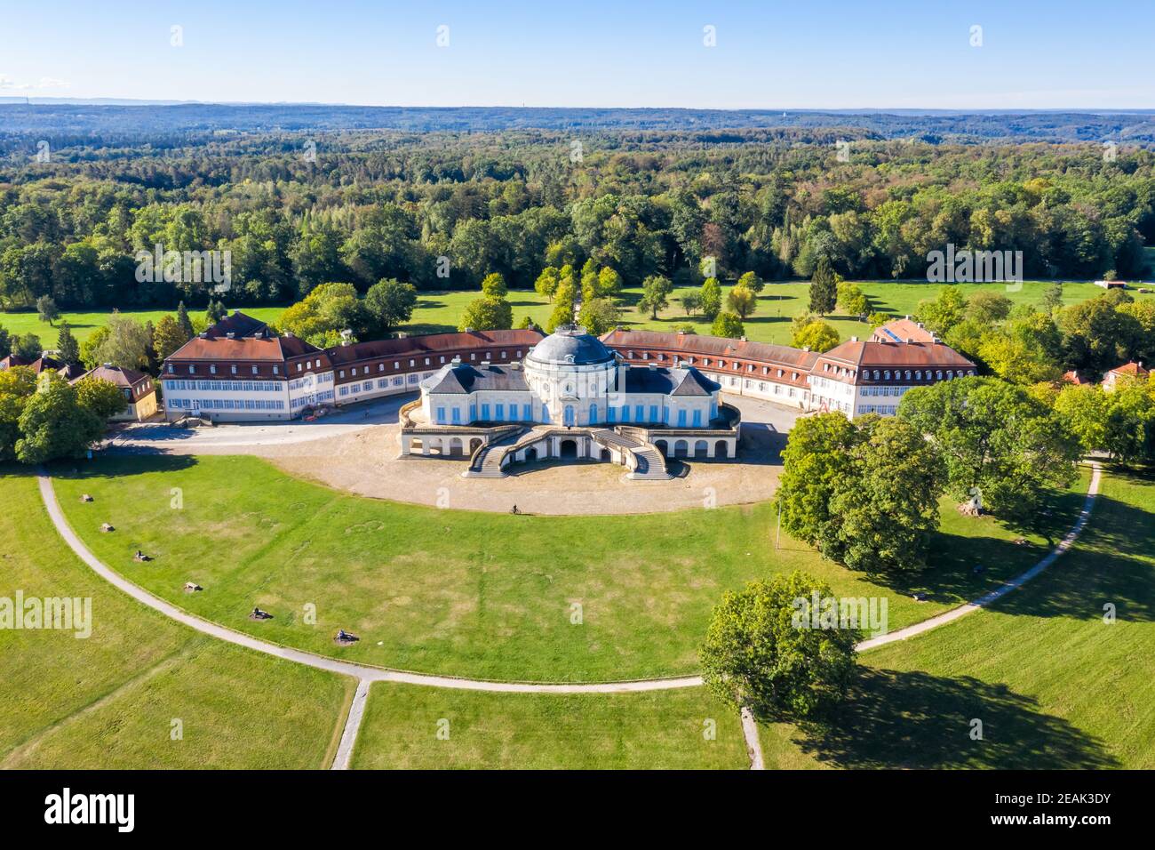 Stuttgart Solitude Castle aerial photo view architecture travel in Germany Stock Photo