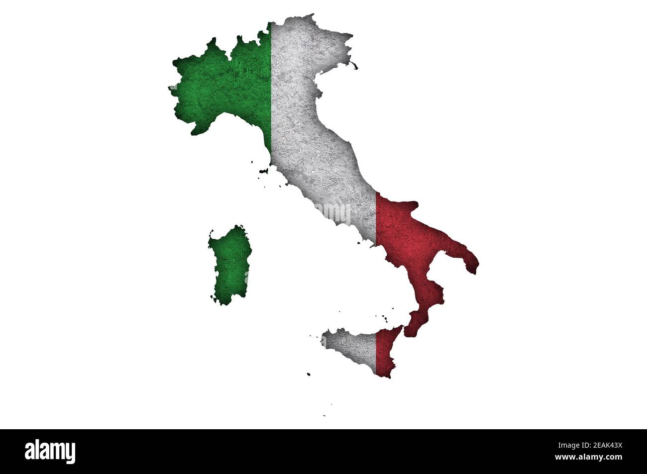 Map and flag of Italy on weathered concrete Stock Photo