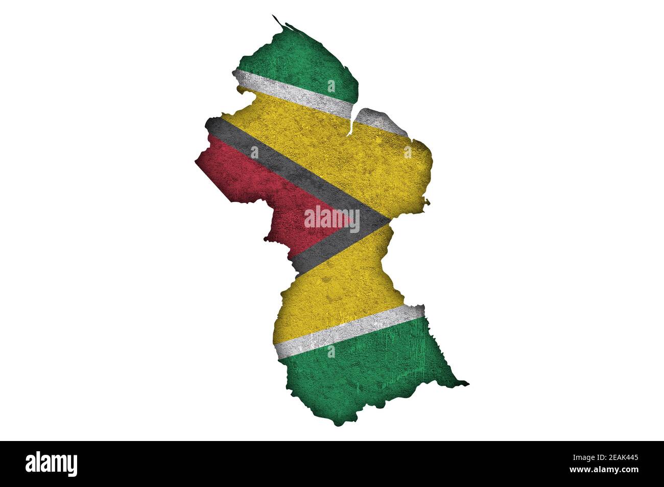 Map and flag of Guyana on weathered concrete Stock Photo - Alamy
