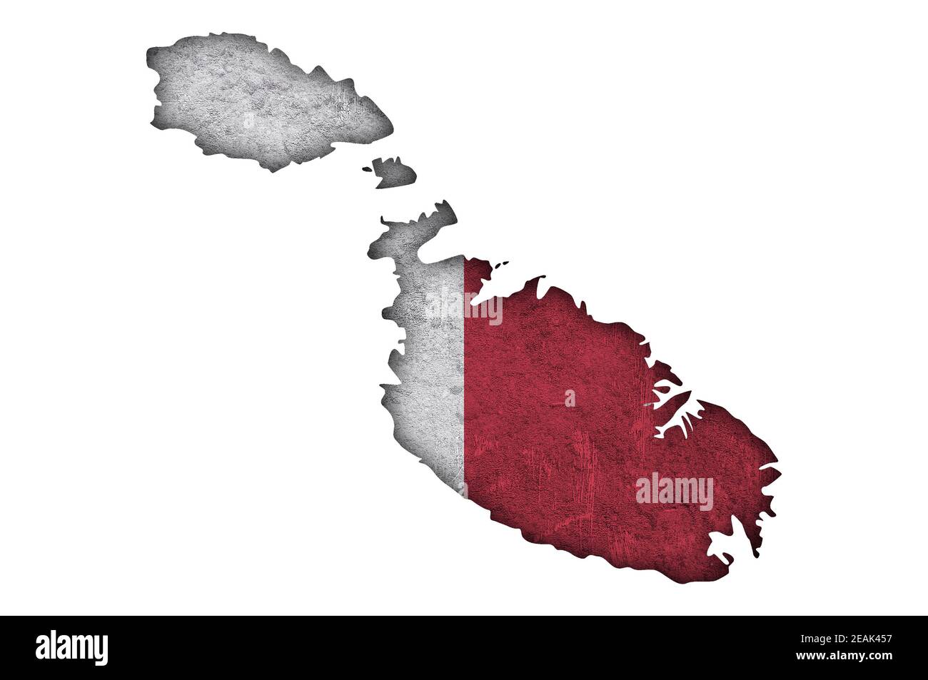 Map and flag of Malta on weathered concrete Stock Photo