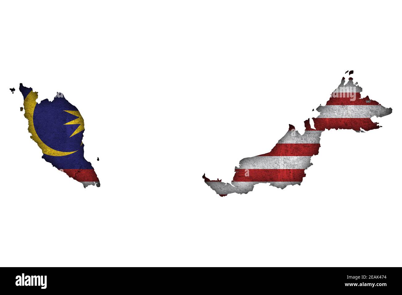 Map and flag of Malaysia on weathered concrete Stock Photo