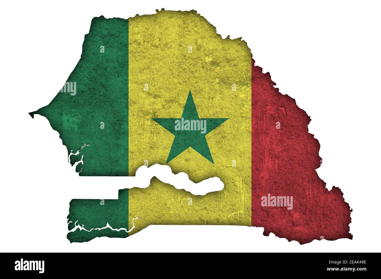 Map and flag of Senegal on weathered concrete Stock Photo