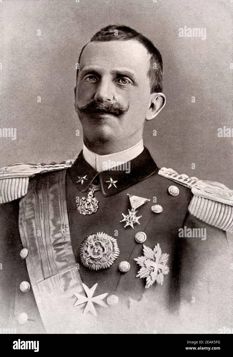 Victor Emmanuel III (Vittorio Emanuele III, 1869 – 1947) was the King of Italy from 1900 until his abdication on 9 May 1946. In addition, he held the Stock Photo