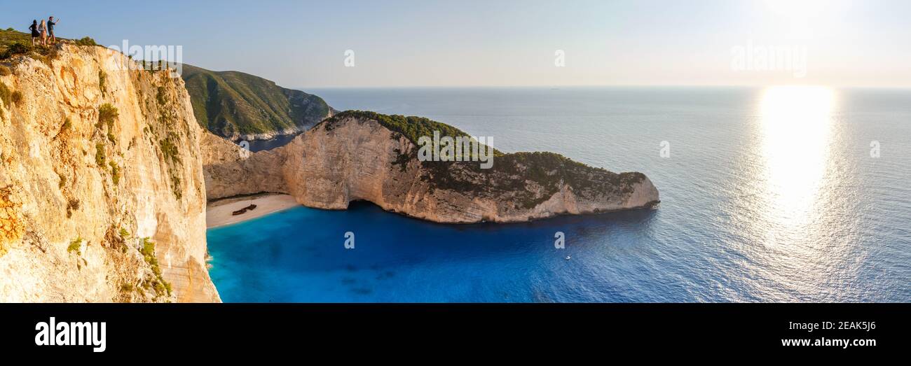 Zakynthos island Greece shipwreck Navagio beach travel vacation panoramic view Stock Photo