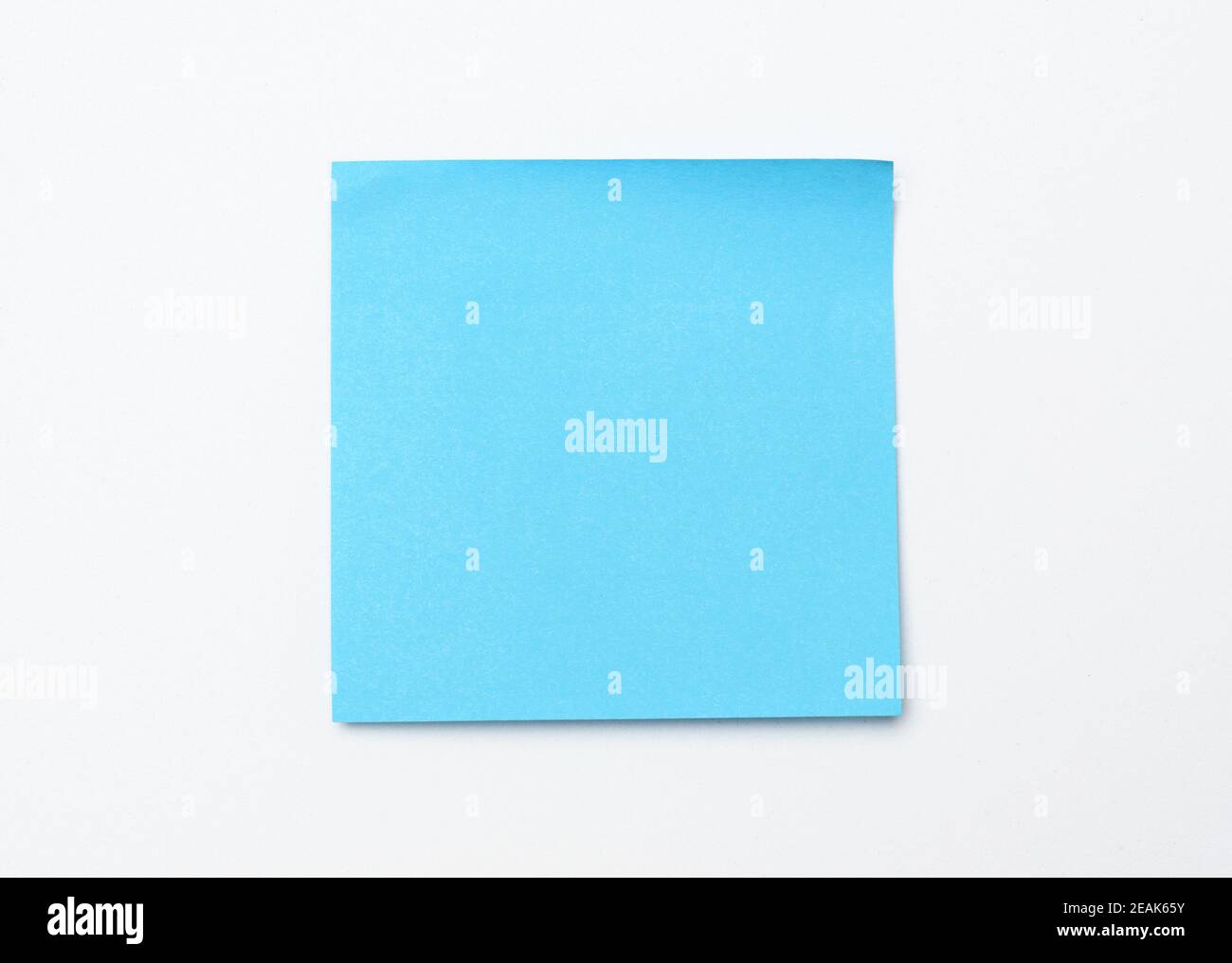 blue square sticker on white surface Stock Photo