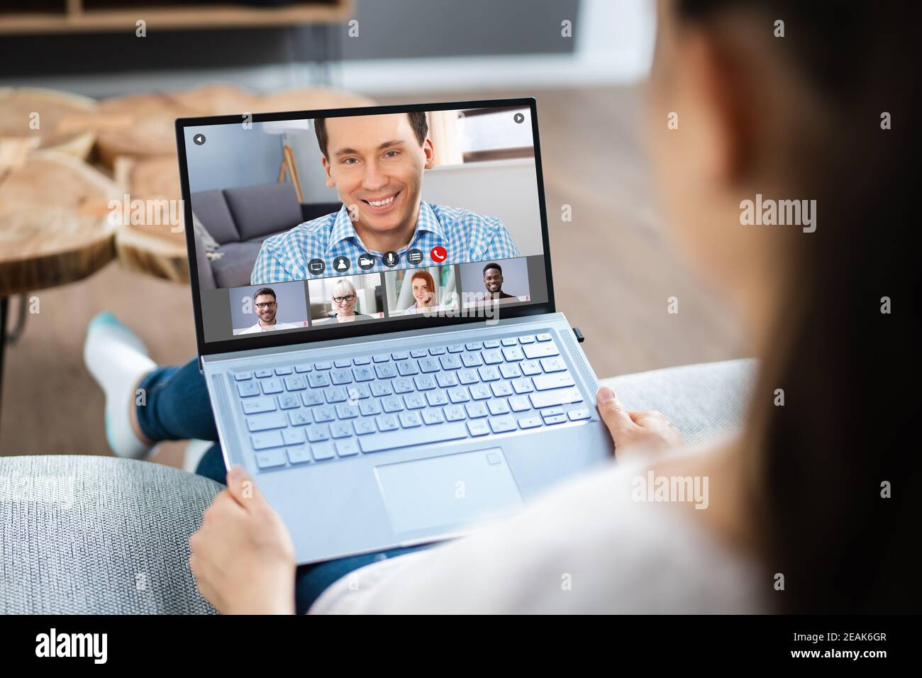 Online Video Conference Webinar Meeting Call Stock Photo