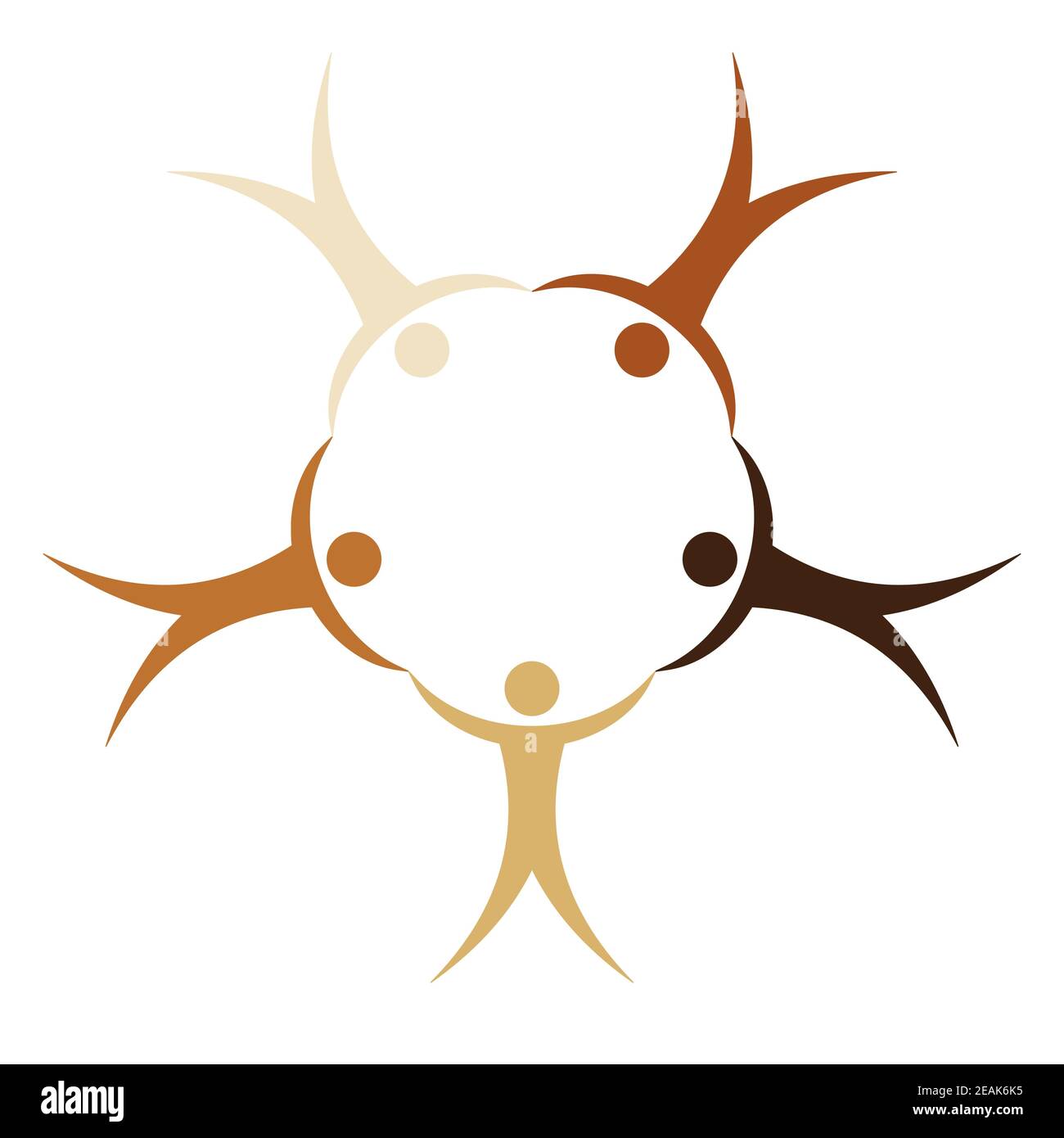 People different races in a circle holding hands, vector concept symbol friendship nations peoples of the world, sign peace and unification of nations Stock Vector