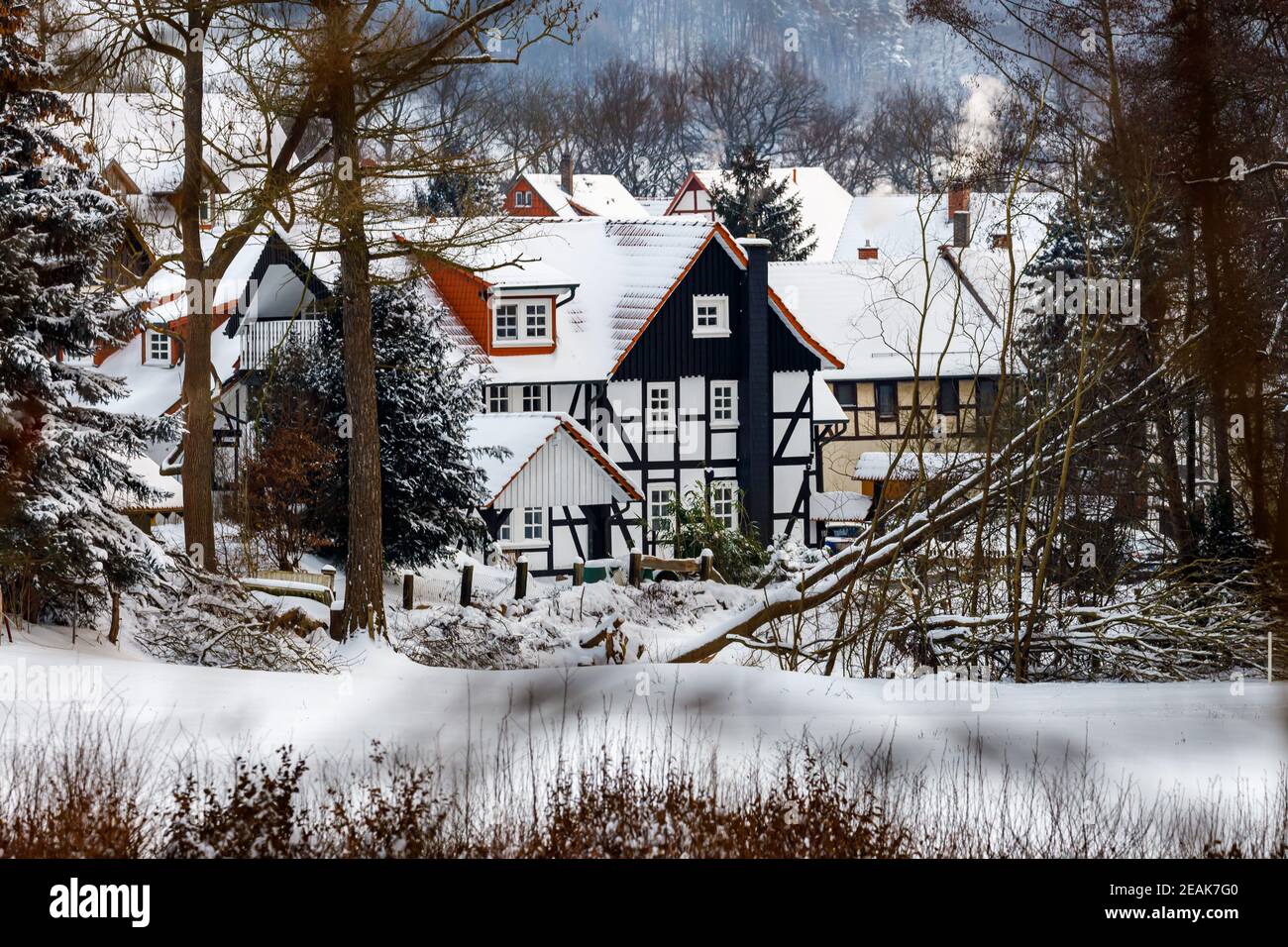 Half timbered houses of Herleshausen in Germany Stock Photo