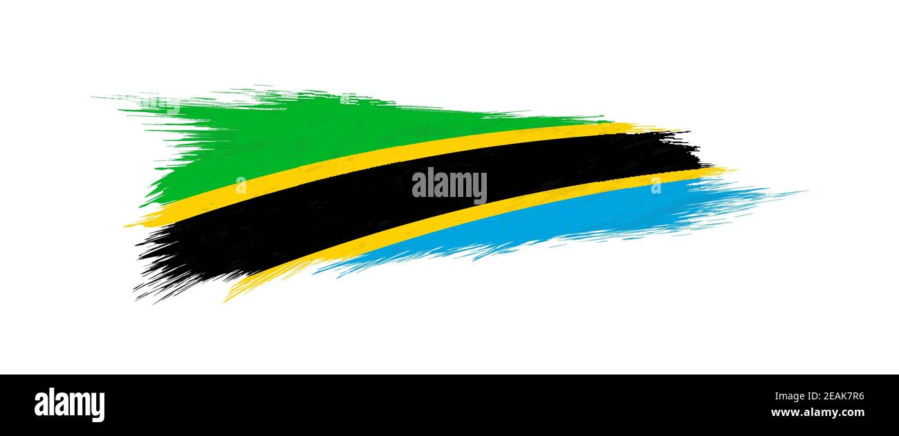 Flag of Tanzania in grunge brush stroke, vector grunge illustration ...