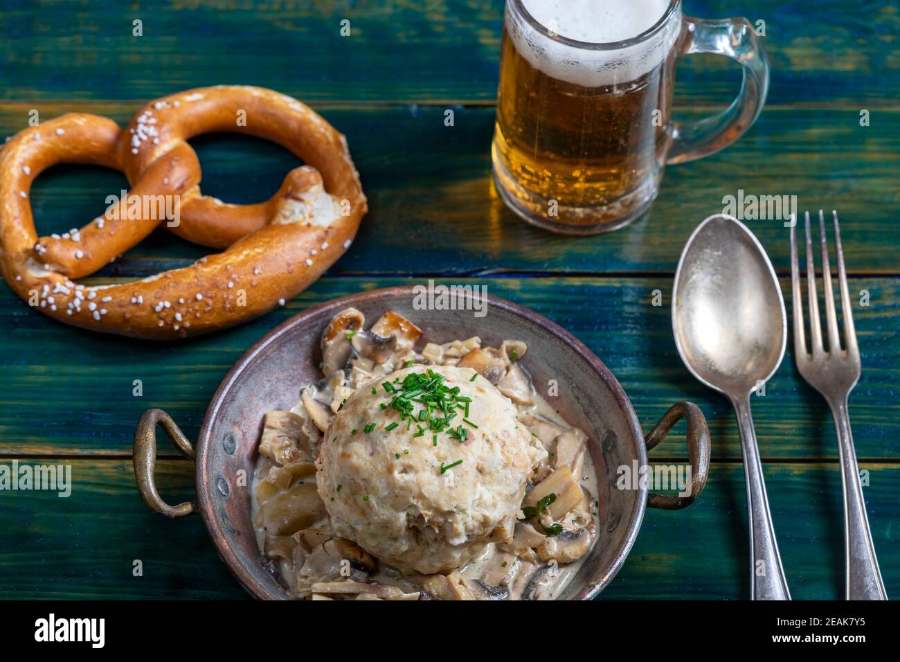 bread dumpling with sauce Stock Photo