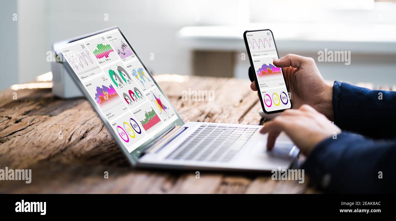 KPI Business Analytics Data Dashboard. Analyst Stock Photo