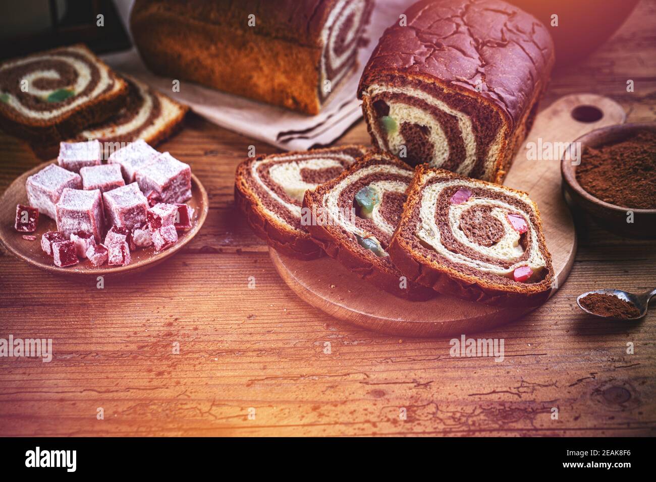 Slices of sweet bread Stock Photo