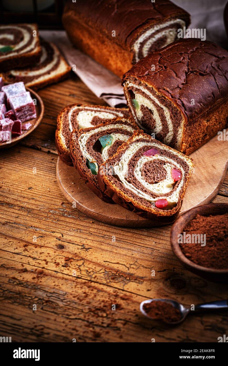 Sliced Marble sweet bread Stock Photo