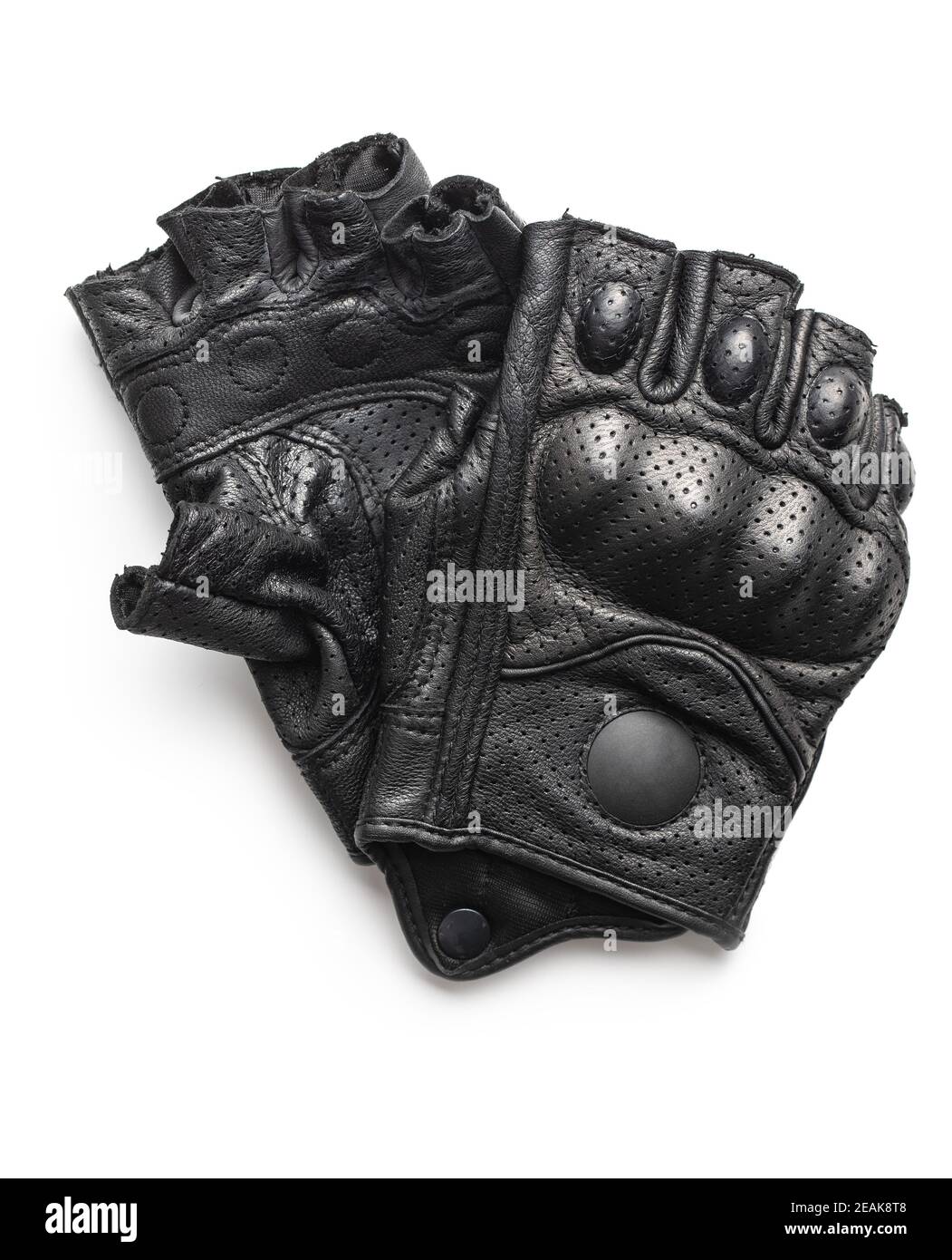 Black motorcycle leather halffinger gloves Stock Photo Alamy