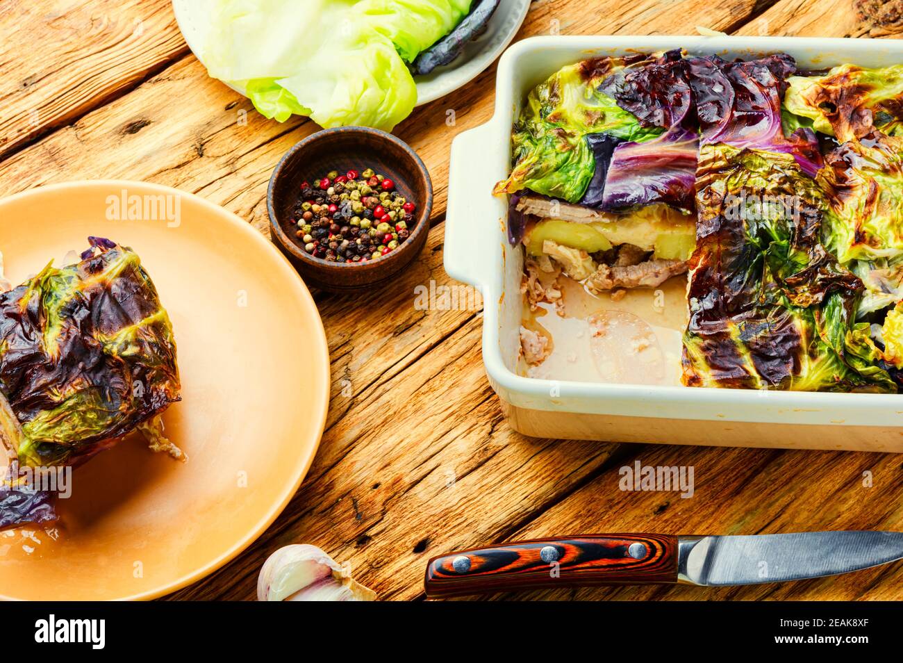 Gratin with cabbage and potatoes Stock Photo Alamy
