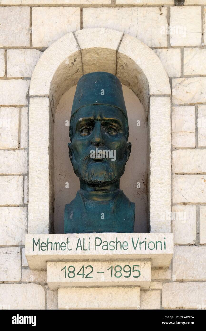 Memorial of Mehmet Ali Pashe Vrioni Albanian politician and diplomat, Vice President of the League of Prizren, Berat, Albania Stock Photo