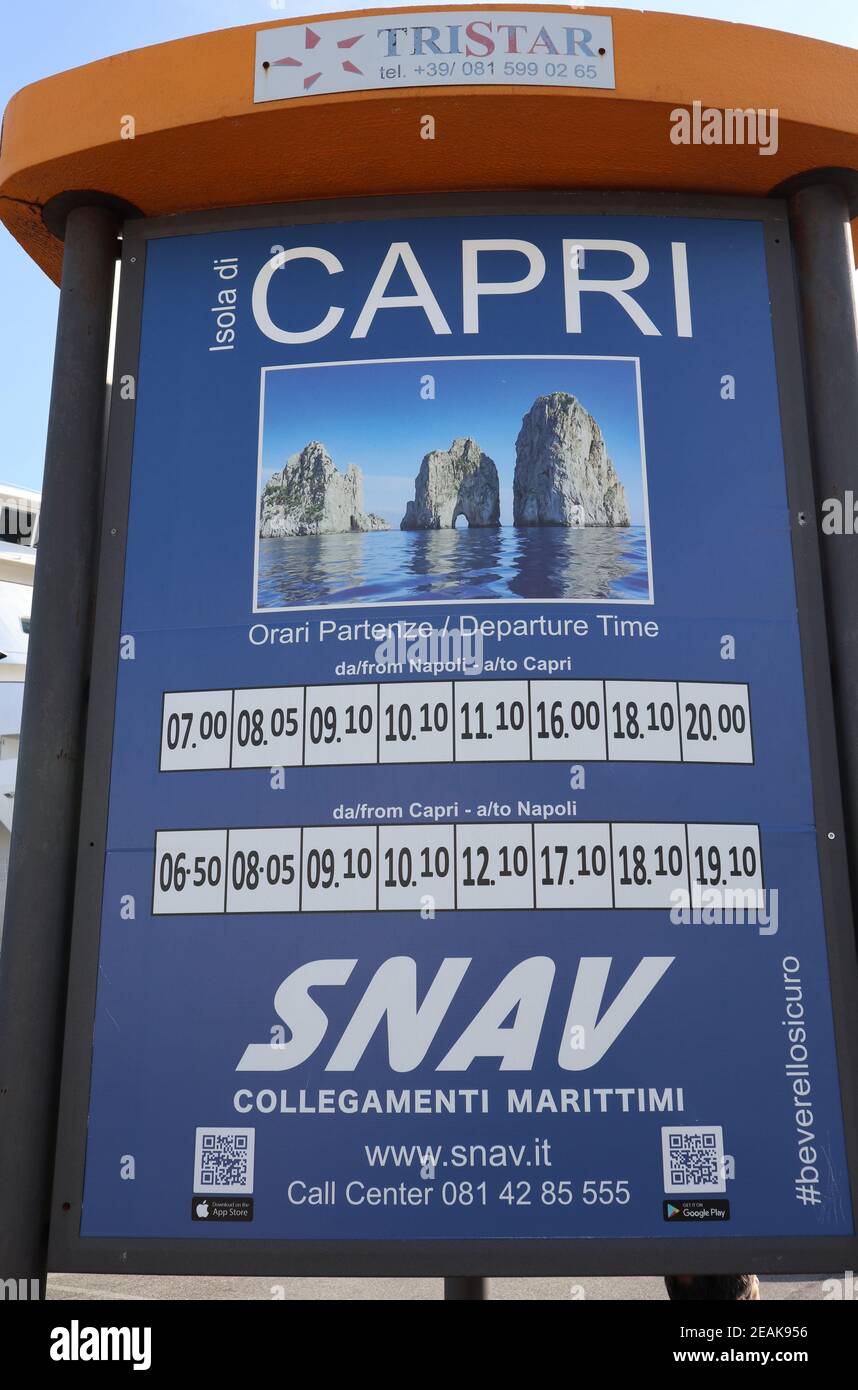 Napoli - Orari per l'isola di Capri Stock Photo