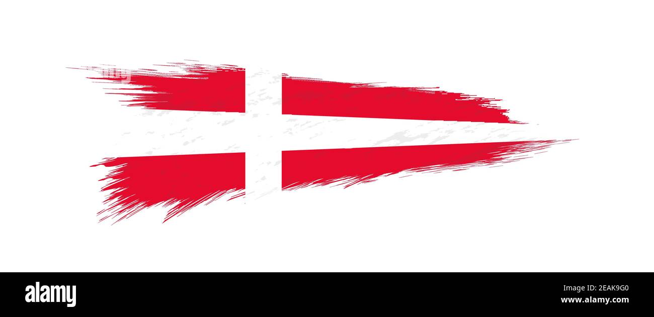 Flag of Denmark in grunge brush stroke, vector grunge illustration ...