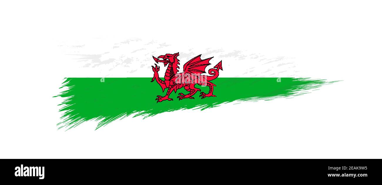 Flag of Wales in grunge brush stroke, vector grunge illustration Stock ...