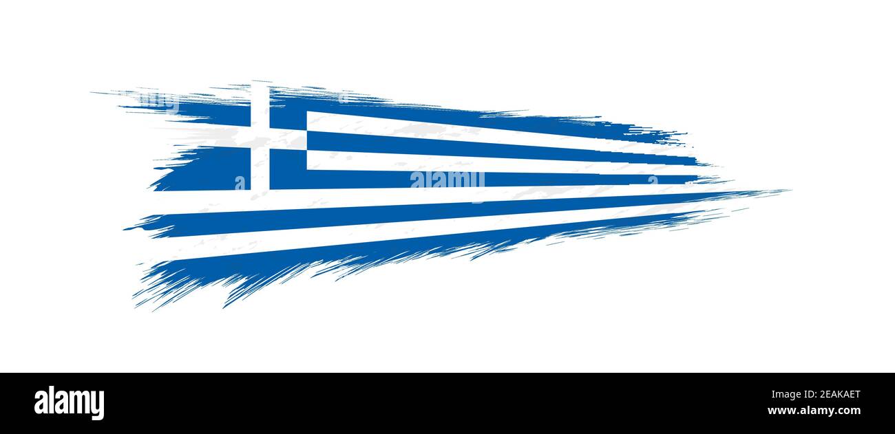 Flag of Greece in grunge brush stroke, vector grunge illustration Stock ...