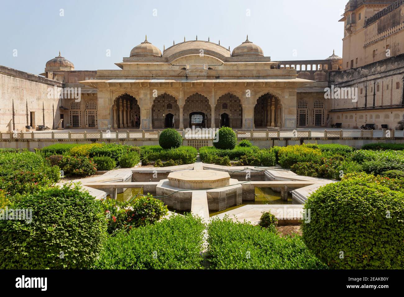 Sheesh Mahal Bagh or garden, Amber Palace, Jaipur, Rajasthan, India. Stock Photo