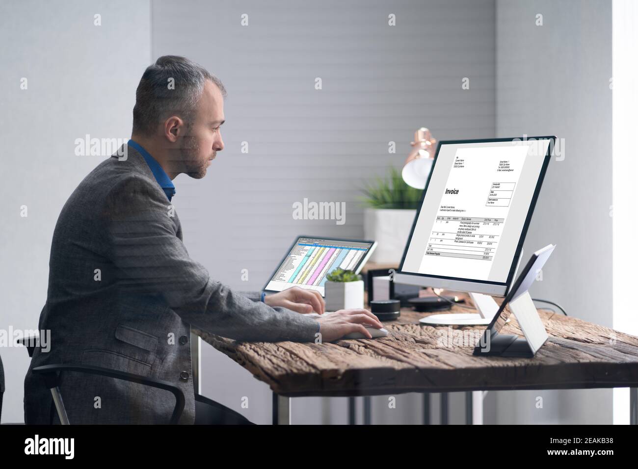 Electronic Invoice Online Calculator Stock Photo