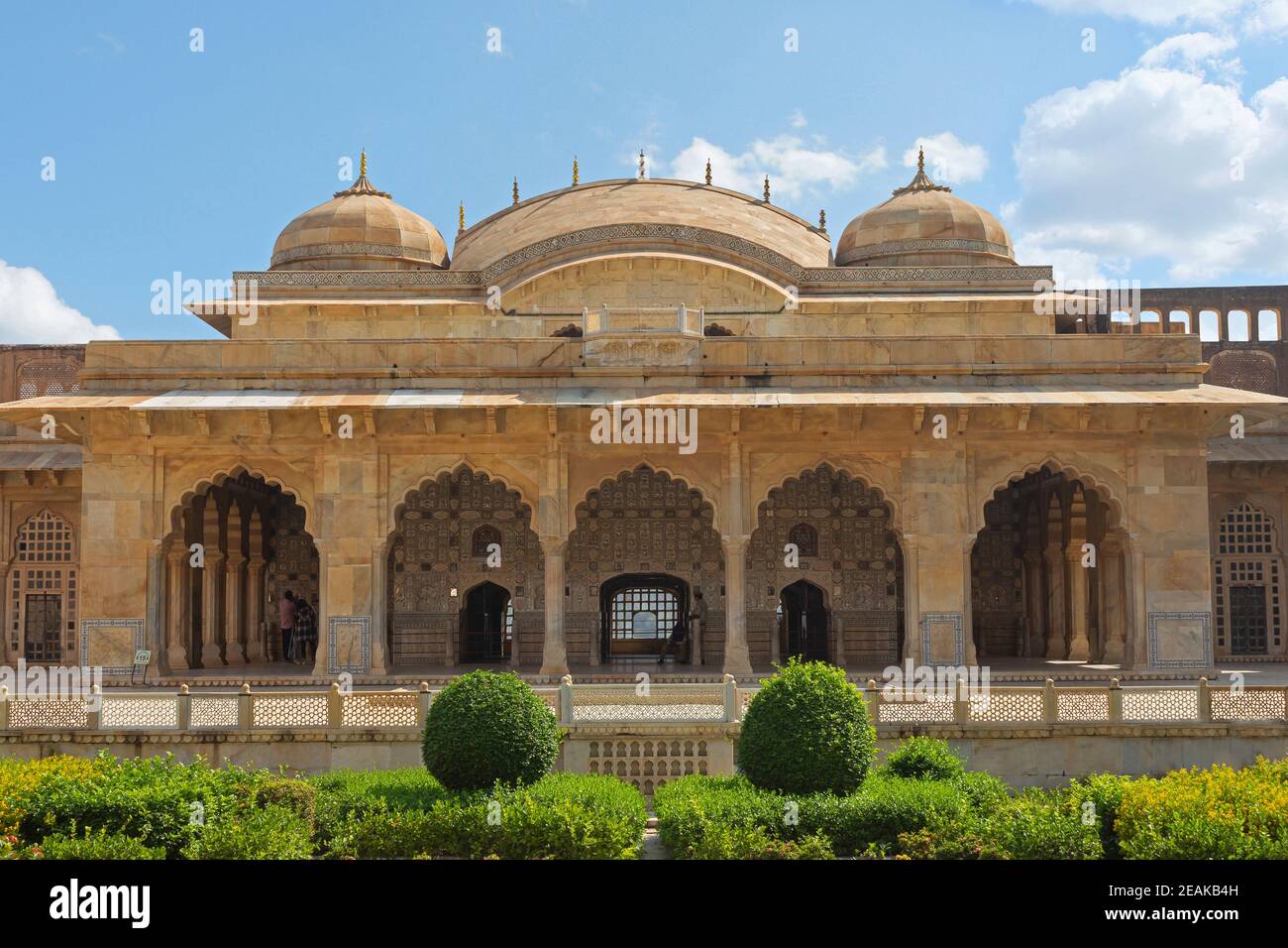 Garden view of Sheesh Mahal, Amer Fort, Jaipur, Rajasthan, India. Stock Photo