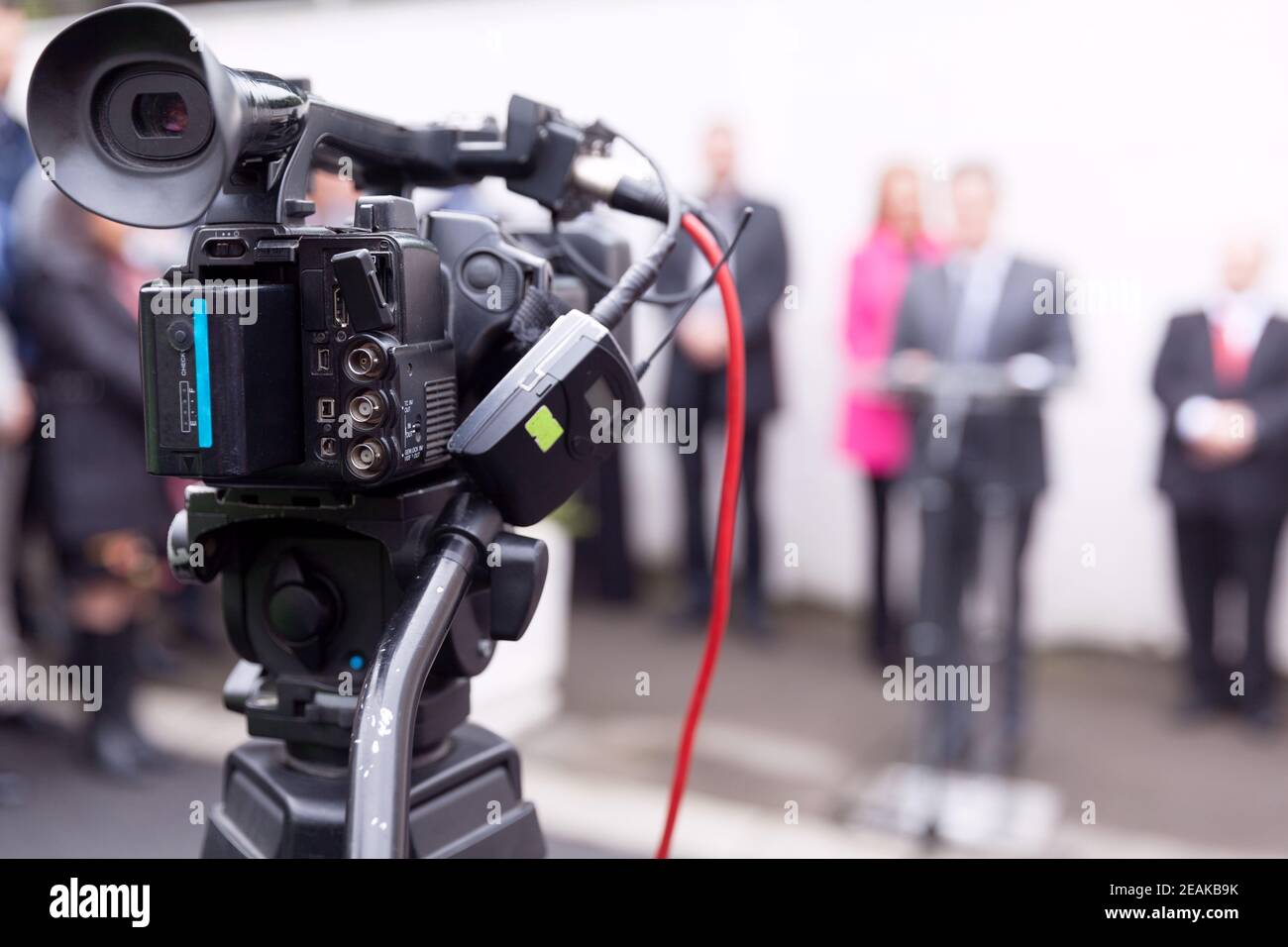 Filming news or press conference with a video camera Stock Photo