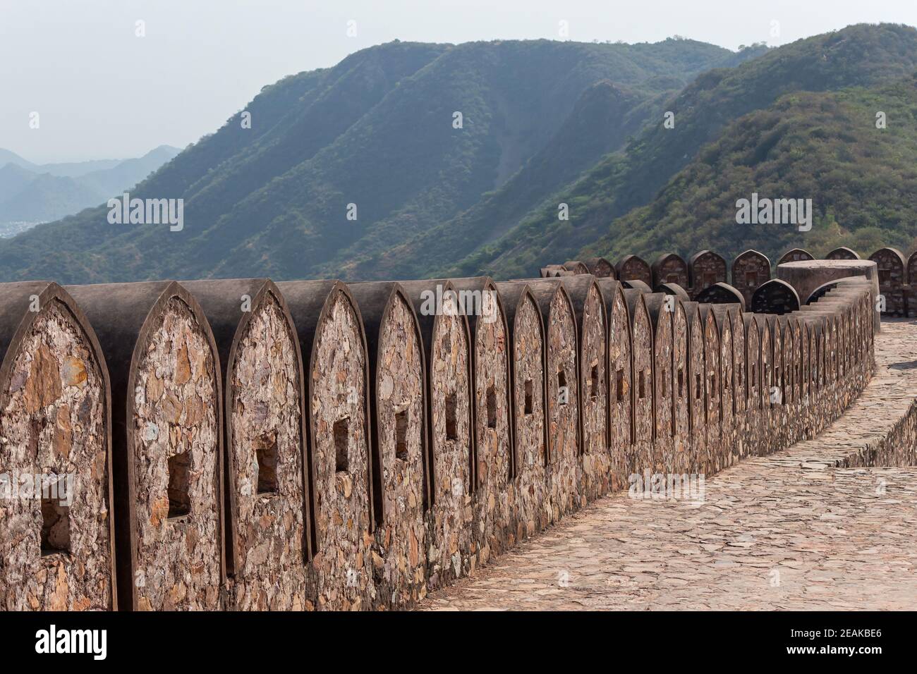 Protection wall and ramparts. Third largest wall boundary, Amer fort