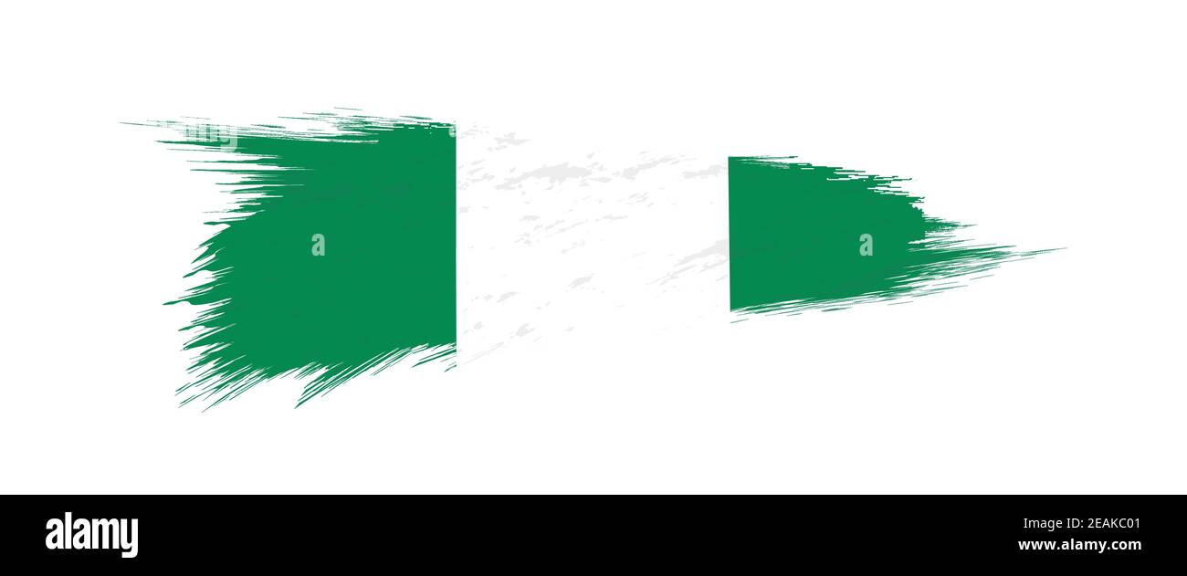 Flag of Nigeria in grunge brush stroke, vector grunge illustration ...