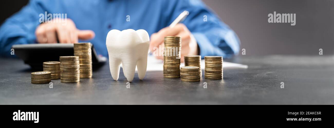 Dentist Bill. Implant Insurance And Cost. Money Stock Photo