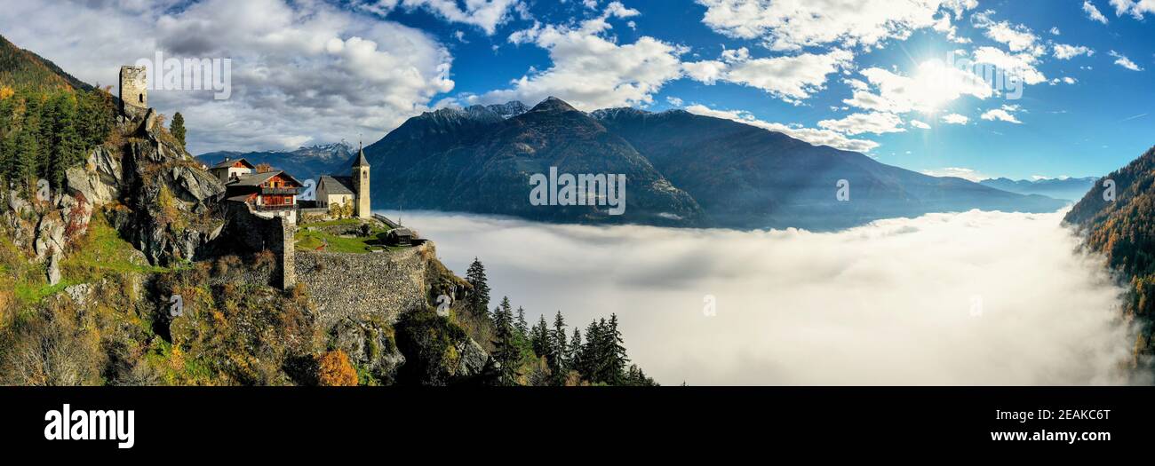 Castle above the clouds Stock Photo