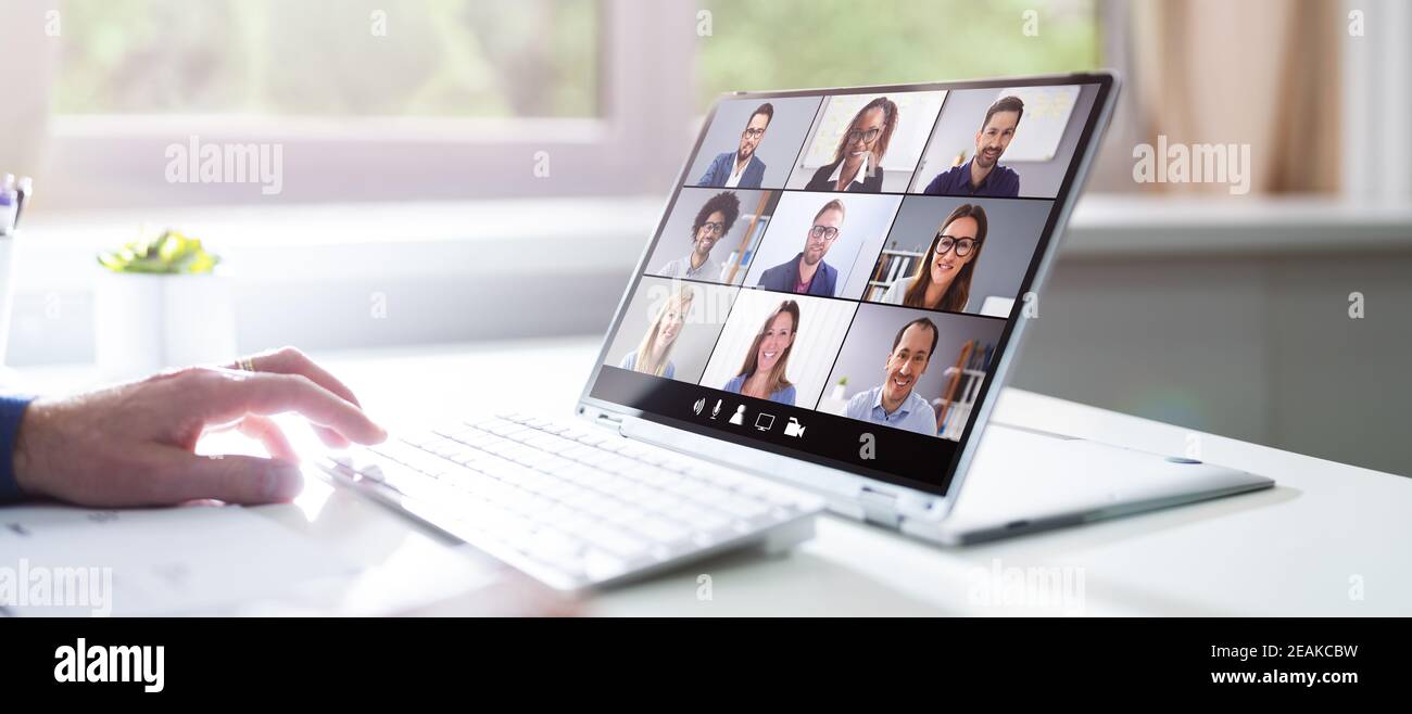 Video Conferencing Webinar Training Business Call Stock Photo