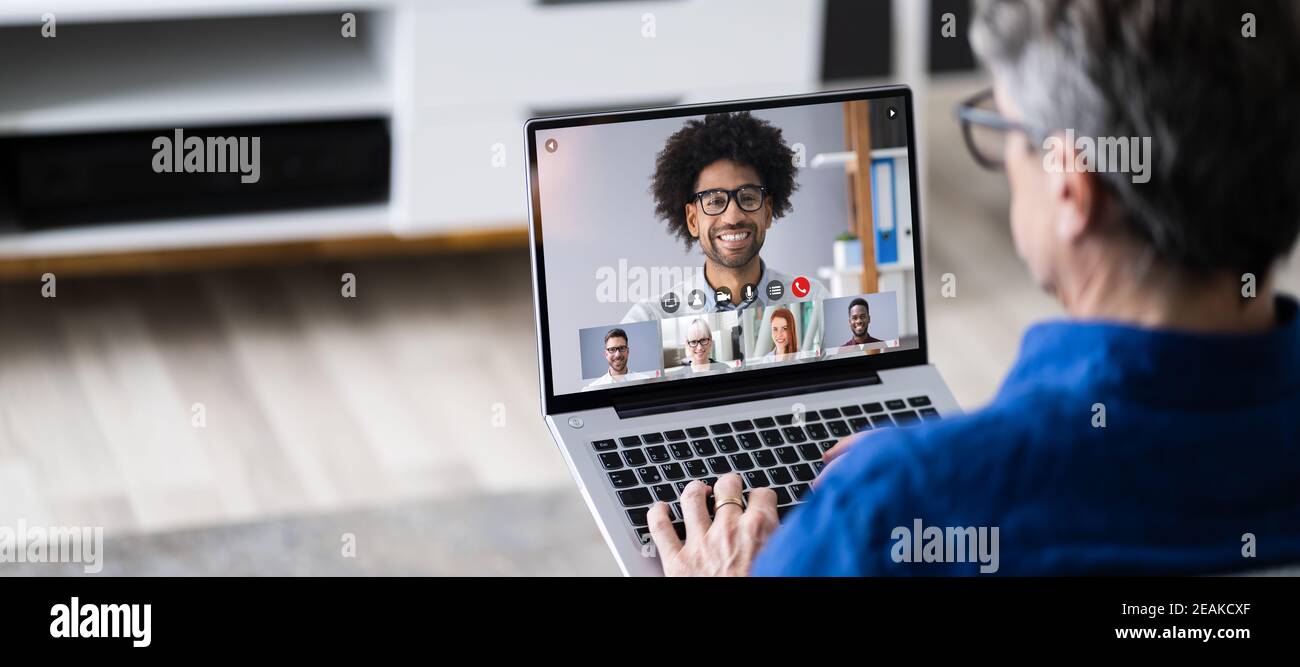 Online Business Video Conference Stock Photo