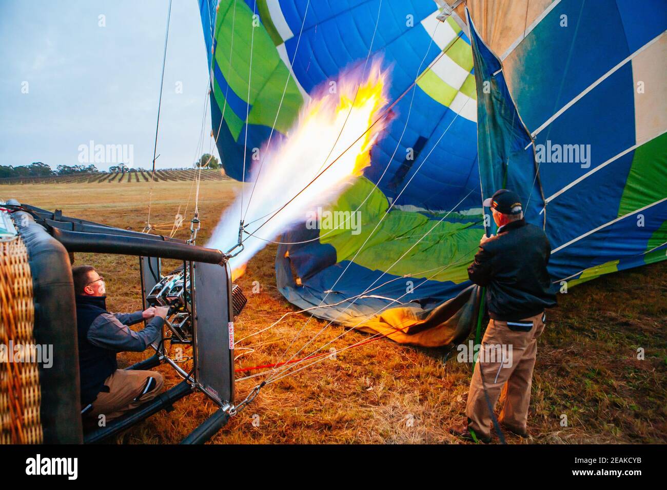 Hot Air Balloon Inflating in Australia Stock Photo Alamy
