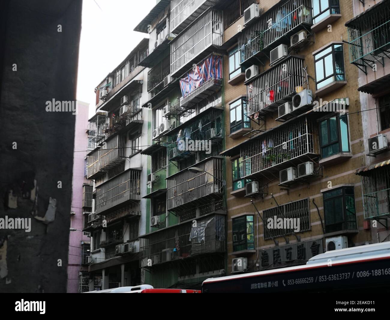 MACAU, CHINA Oct 25, 2019 Colourful Apartment Building in Macau