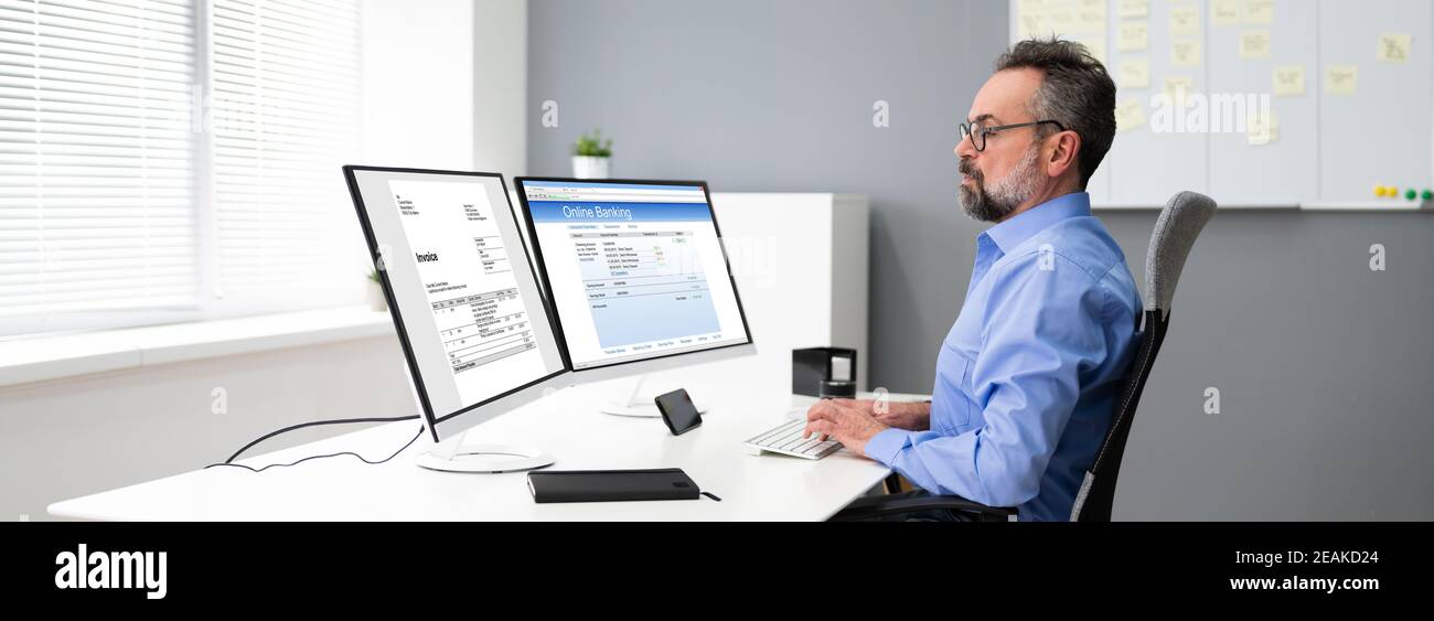 Electronic Invoice Bill Online. Tax Manager Stock Photo