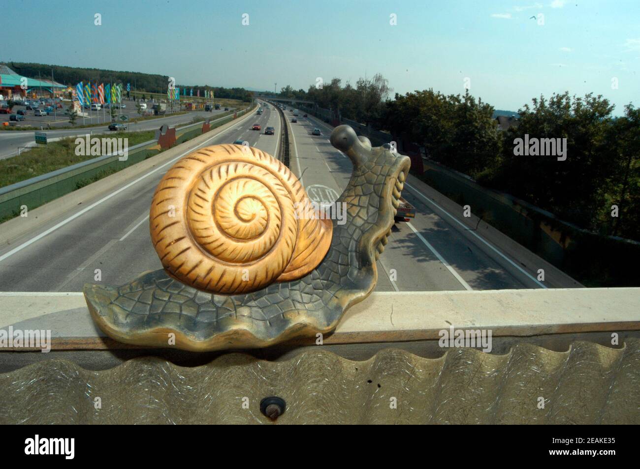 snail pace on the highway Stock Photo