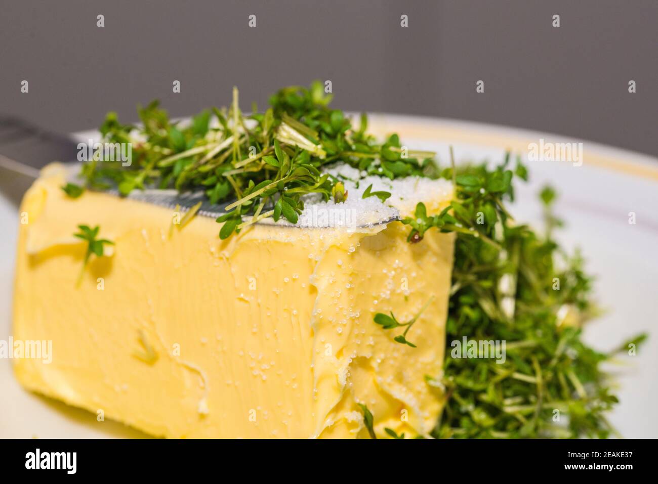 butter with herbes Stock Photo