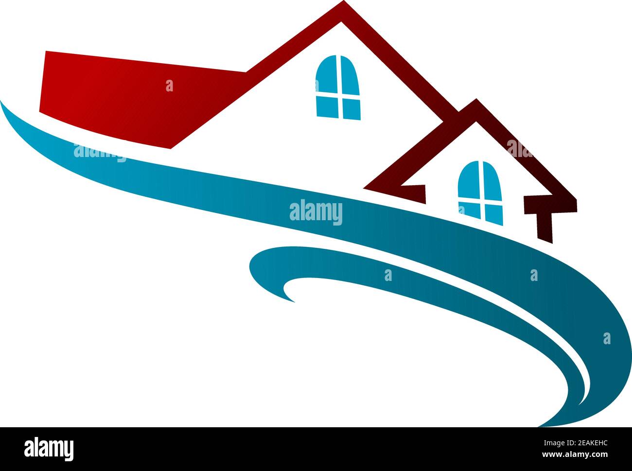 Real estate symbol with house roof and blue wave Stock Vector Image ...