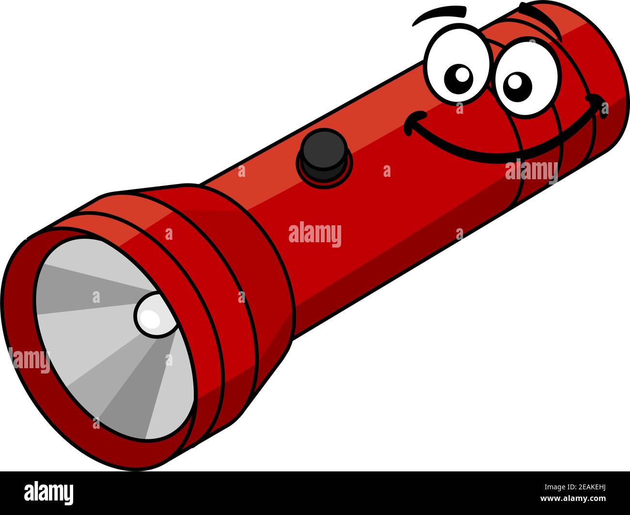 Red flashlight in cartoon style isolated on white background Stock