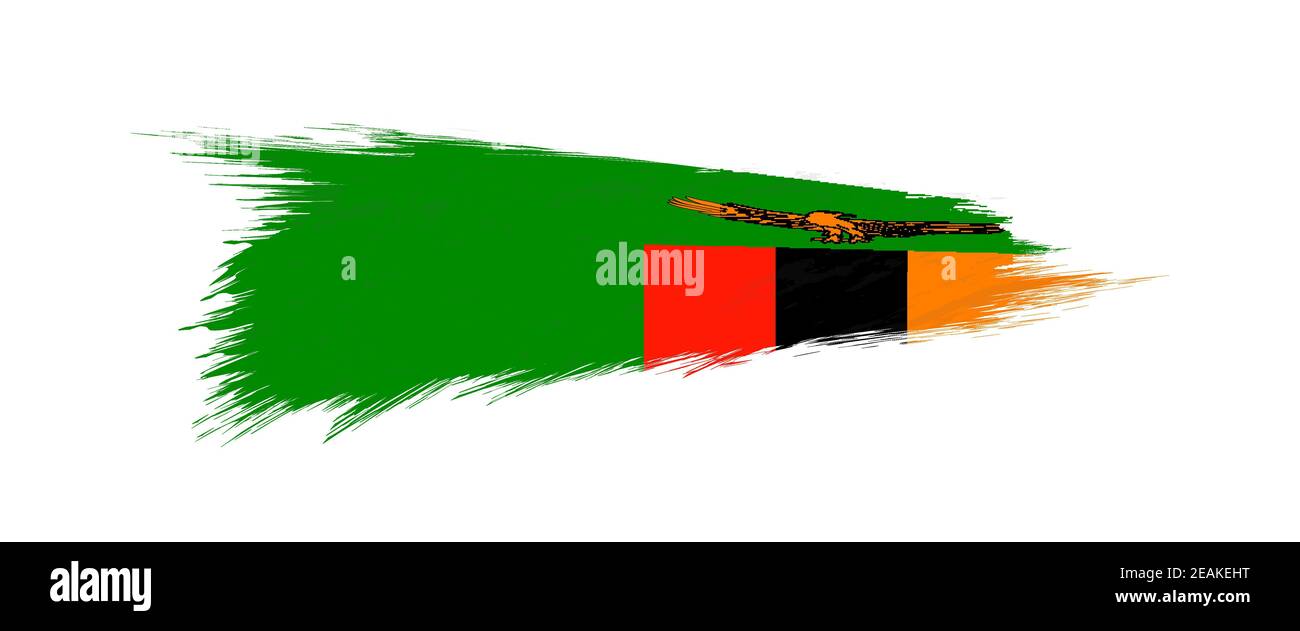 Flag of Zambia in grunge brush stroke, vector grunge illustration Stock ...